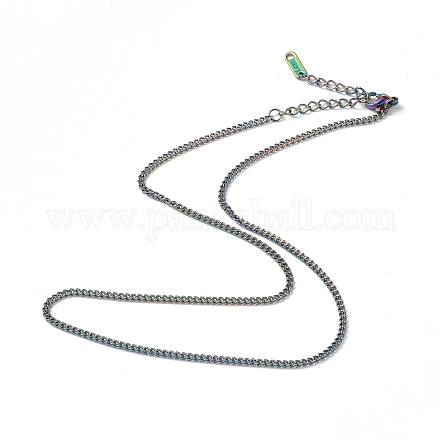 Chapado en iones (ip) 304 collar de cadena de acero inoxidable para hombres y mujeres NJEW-K245-015E-1