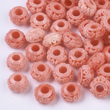 Synthetic Coral Large Hole Beads X-CORA-R017-06-1