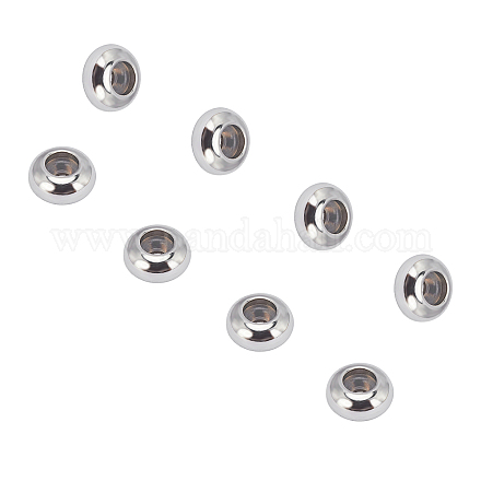 Unicraftale ca. 30 Stück 6mm Unterlegscheibe Stopper Perlen Edelstahl Slider Perlen mit Gummi in 1.5mm Loch Perle finden Metallperle für DIY Schmuckherstellung STAS-UN0009-01P-1