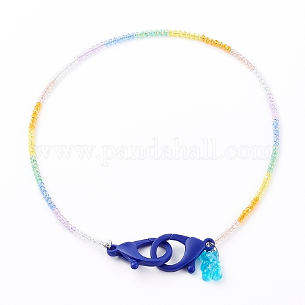 Collane di perline di vetro placcate personalizzate arcobaleno NJEW-JN03410-02-1