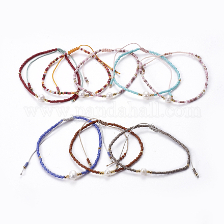 Bracelets de perles tressées en fil de nylon BJEW-E360-03-1