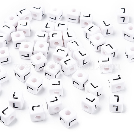 Perles européennes de lettre en acrylique X-OPDL-R050-10mm-L-1