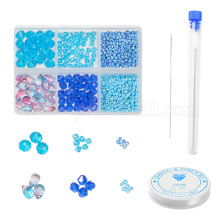 Kits de fabrication de bijoux bricolage série bleue DIY-YW0003-05B-1