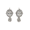 Oval Brass Micro Pave Clear Cubic Zirconia Stud Earring Findings, Platinum, 21.5x11mm, Hole: 1.2mm, Pin: 10x1mm