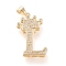 Brass Micro Pave Cubic Zirconia Pendants, Long-Lasting Plated, with Snap on Bail, Letter.L with Crown, Real 18K Gold Plated, Clear, Letter.L, L: 28x17x4mm, Hole: 3x4mm