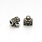 Tibetan Style Alloy Column Carved Flower Bail Beads, Cadmium Free & Lead Free Tube Bails, Loop Bails, Antique Silver, 7x7x5mm, Hole: 1mm