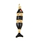 Brass Enamel Pendants, Fish, with Jump Ring, Cadmium Free & Lead Free, Rack Plating, Long-Lasting Plated, Real 18K Gold Plated, Black, 33x7x4mm, Hole: 3mm