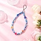 Handmade Polymer Clay Pendant Decorations, Round, with Opaque Solid Color Glass, Blue, 200~210x6mm, beads: 8x9x4mm