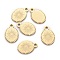 Ion Plating(IP) 304 Stainless Steel Charms, Laser Cut, Oval with Sun, Golden, 12.5x8.5x0.8mm, Hole: 1.5mm