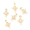 Brass Micro Pave Clear Cubic Zirconia Pendants, with Jump Rings, Cross, Real 18K Gold Plated, 16x10.8x2.8mm, Hole: 1.8mm