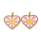 Brass Micro Pave Cubic Zirconia Pendants, Heart, with Enamel, Rack Plating, Long-Lasting Plated, Cadmium Free & Lead Free, Real 18K Gold Plated, 23x24.5x2mm, Hole: 3.5x2.5mm