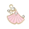 Alloy Enamel Pendants with Rhinestone, Leaf Charms, Pink, 21.5x17.5x4mm, Hole: 2mm