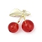Alloy & Acrylic Pendants, Cherry, Light Gold, 30x28.5x14mm, Hole: 2mm