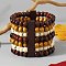 Bohemia & Ethnic Style Wood Stretch Bracelets for Women, Sandy Brown, Inner Diameter: 2-1/8~2-1/2 inch(5.3~6.2cm)