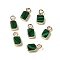 Synthetic Malachite Rectangle Charms, with Golden Tone Brass Edge, 9.5x5x2.5mm, Hole: 2mm