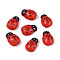 Natural Spray Painted Self-adhesive Cabochons, Beetle, Red, 12~12.5x8~8.5x5.5~6mm