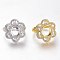 Adjustable Brass Micro Pave Clear Cubic Zirconia Finger Ring Components, 4 Claw Prong Ring Settings, Long-Lasting Plated, Flower, Clear, Mixed Color, US Size 7, Inner Diameter: 17.3mm, Tray: 10x8mm