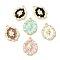 Rack Plating Spray Painted Alloy Pendants, with ABS Imitation Pearl, Cadmium Free & Nickel Free & Lead Free, Oval, Mixed Color, 28x20.5x5mm, Hole: 1.8mm