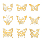 Nickel Decoration Stickers, Metal Resin Filler, Epoxy Resin & UV Resin Craft Filling Material, Golden, Butterfly, 40x40mm, 9pcs/set