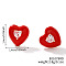 Brass Cubic Zirconia Heart Stud Earrings, with Enamel, Fashion Jewelry, Red, 14x14mm