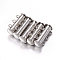 3-strands Brass Magnetic Slide Lock Clasps, 6-Holes, Platinum, 20x10mm, Hole: 2mm