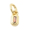 Brass Cubic Zirconia Charms, Rectangle Charms, Cadmium Free & Lead Free, Real 18K Gold Plated, Long-Lasting Plated, Coral, 7.5x4x2mm, Hole: 3mm