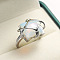 Brass & Opalite Finger Rings, for Women, Rectangle, Platinum, Alice Blue, US Size 6(16.5mm)