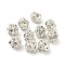 10mm Brass Rhinestone Beads, Round, Silver, 9~10x10mm, Hole: 1.4mm