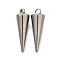 201 Stainless Steel Pendants, Cone Charms, Stainless Steel Color, 18.5x5.5mm, Hole: 1.8mm