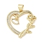 Brass Micro Pave Clear Cubic Zirconia Pendants, with Shell, Heart, Real 18K Gold Plated, 23.5x24.5x4mm, Hole: 4x3.5mm