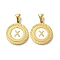 Ion Plating(IP) 304 Stainless Steel Pendants, Flat Round Shell Charms with Letter, Golden, Letter X, 20.5x17.5x1.5mm, Hole: 2.5x4.5mm