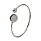 304 Stainless Steel Cuff Blank Bangle Bases with Round Tray, Stainless Steel Color, Tray: 12mm, Inner Diameter: 2-1/8x1-5/8 inch(5.3x4.2cm) 