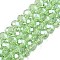 Electroplate Glass Beads Strands, Pearl Luster Plated, Faceted, Rondelle, Light Green, 6x5mm, Hole: 1mm, about 80~85pcs/strand, 38~40cm
