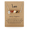 667 Stainless Steel with Natural Red Jasper & Natural Yellow Quartz & Natural Tiger Eye Chip Pendant Necklaces, Stainless Steel Color, Flat Round with 12 Constellations Pattern, Leo, 19.29~20.08 inch(49~51cm)