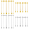 32Pcs 4 Styles Brass Lapel Pin Base Settings, with Round Tray, Platinum & Golden, 76~104mm, Pin: 1mm, Tray: 10mm, 8Pcs/style