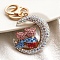 Alloy Rhinestone Keychains, Moon, Teddy Bear, Sapphire, 110mm