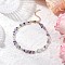 Natural Fluorite Chip & Glass Beaded Anklets, with 304 Stainless Steel Chain Extenders, Golden, 9-1/8~9-1/4 inch(233~236mm)