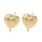 Brass Stud Earring Findings, Nickel Free, Heart, with Loop, Real 18K Gold Plated, 16.5x14.5mm, Hole: 1.5mm, Pin: 0.7mm