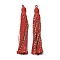 Cotton Tassel Pendants, with Polyester, FireBrick, 128~130x11~12mm, Hole: 2x3.5mm