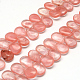 Brins de perles de verre de quartz cerise en forme de larme G-R307-04-1