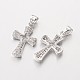 Pendentifs croix en laiton avec zircone cubique de micro pave ZIRC-I014-34-FF-2