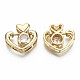 Brass Micro Pave Clear Cubic Zirconia Slide Charms KK-S356-213G-NF-2