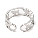 304 Stainless Steel Cat Open Cuff Ring for Women RJEW-M149-15P-2