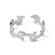 201 открытое кольцо-манжета из нержавеющей стали с листовыми ветвями для женщин RJEW-C045-08P-3