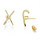 Letter X Brass Clear Cubic Zirconia Stud Earrings for Women EJEW-N011-97-3