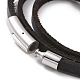 Leather Cord Triple Layered Wrap Bracelet with 304 Stainless Steel Magnetic Clasps BJEW-P275-20P-5