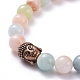 Bracelet extensible en perles rondes de morganite naturelle pour adolescente femme BJEW-JB07061-5