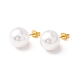 6 paio di orecchini a bottone rotondi con perle di conchiglia EJEW-A067-18B-G-1