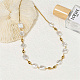 Natural Pearl Square & Flat Round Beaded Necklace with Stainless Steel Chains for Women SX4591-1-2