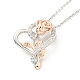 Clear Cubic Zirconia Heart with Rose Pendant Necklace NJEW-F293-01A-RG-1